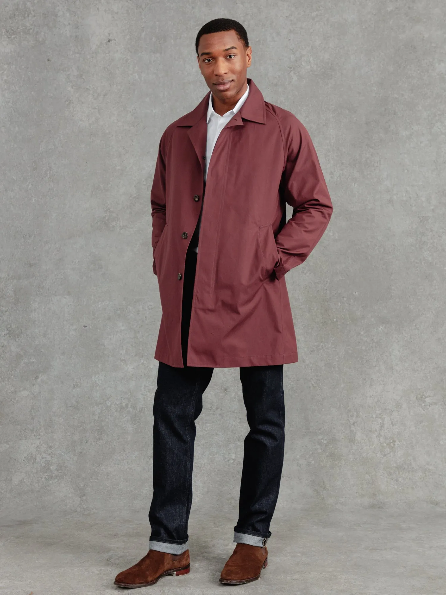 The Ventile® Raglan Raincoat - Burnt Lava