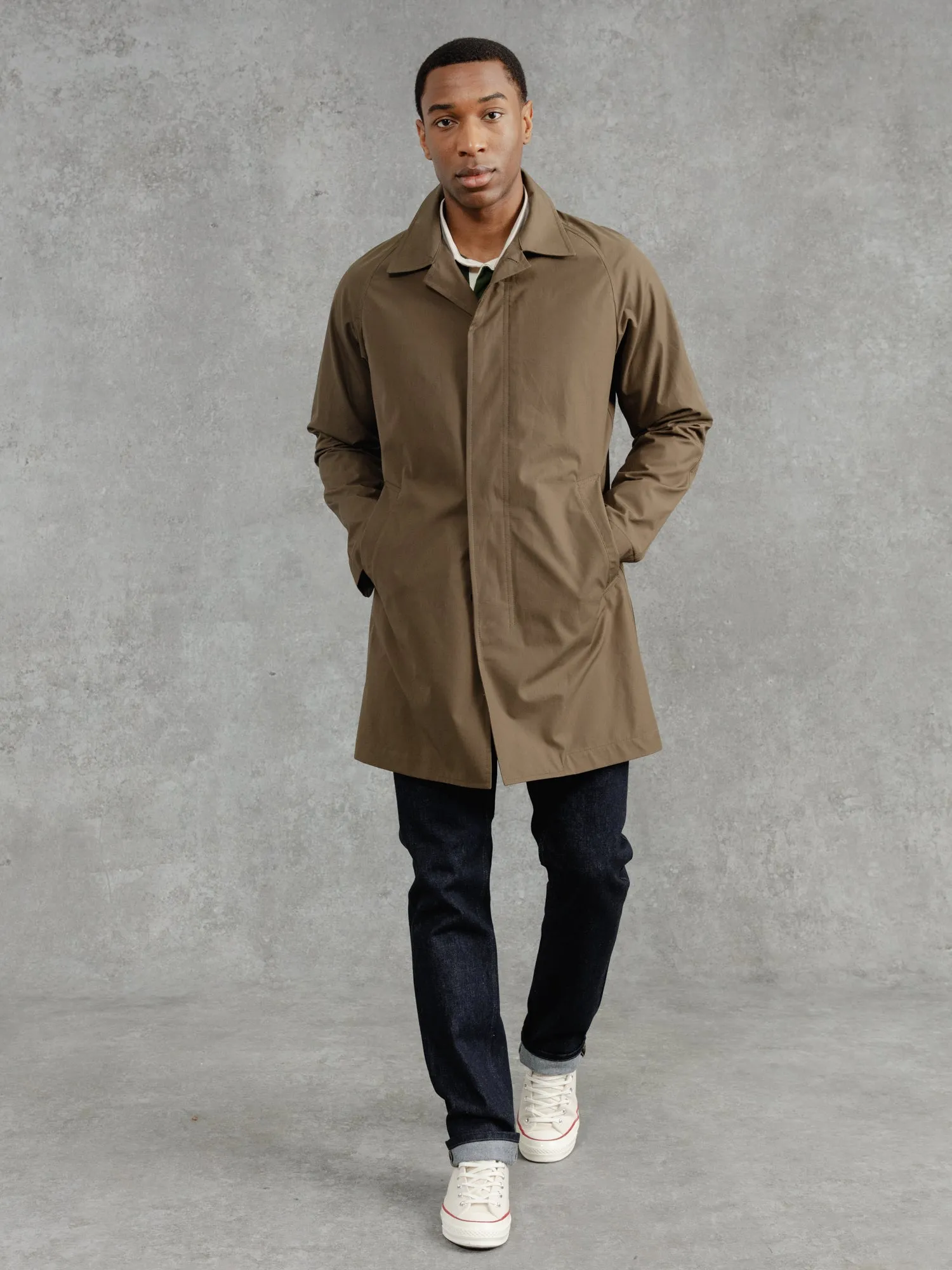 The Ventile® Raglan Raincoat - Leather