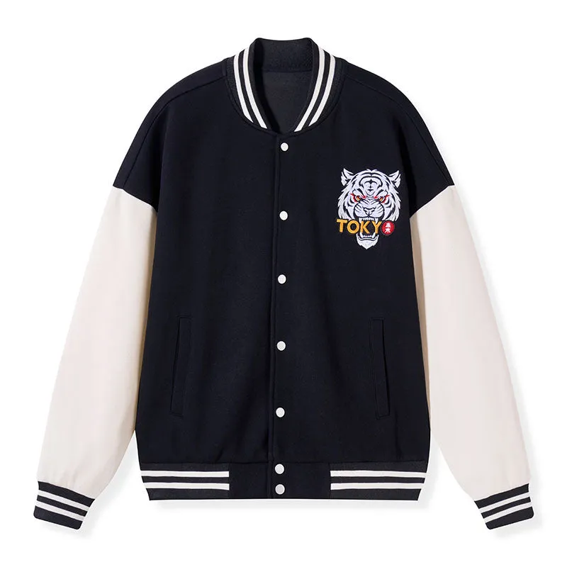 Tokyo-Tiger Forever Pumpkin Exhibition Japanese Embroidery Varsity Jacket