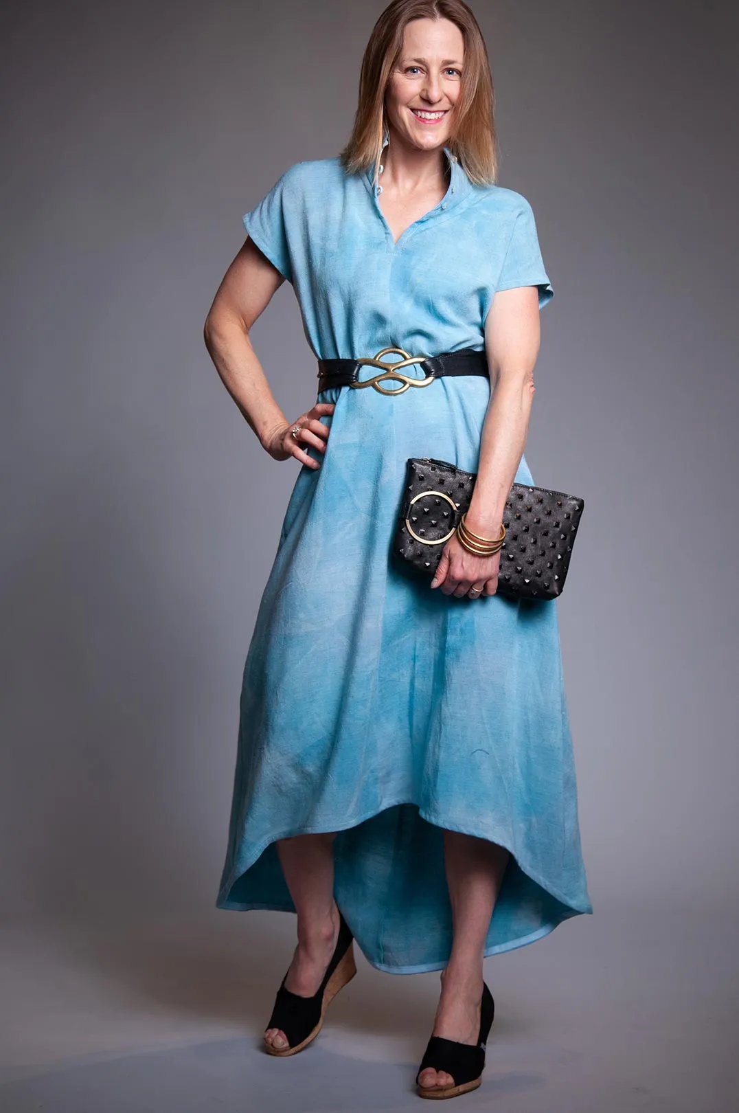 Updraft Linen Dress - Varigated Turquoise