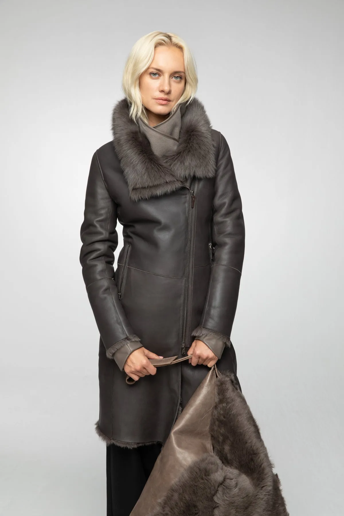 Valerie - Brown Bitter Shearling Coat