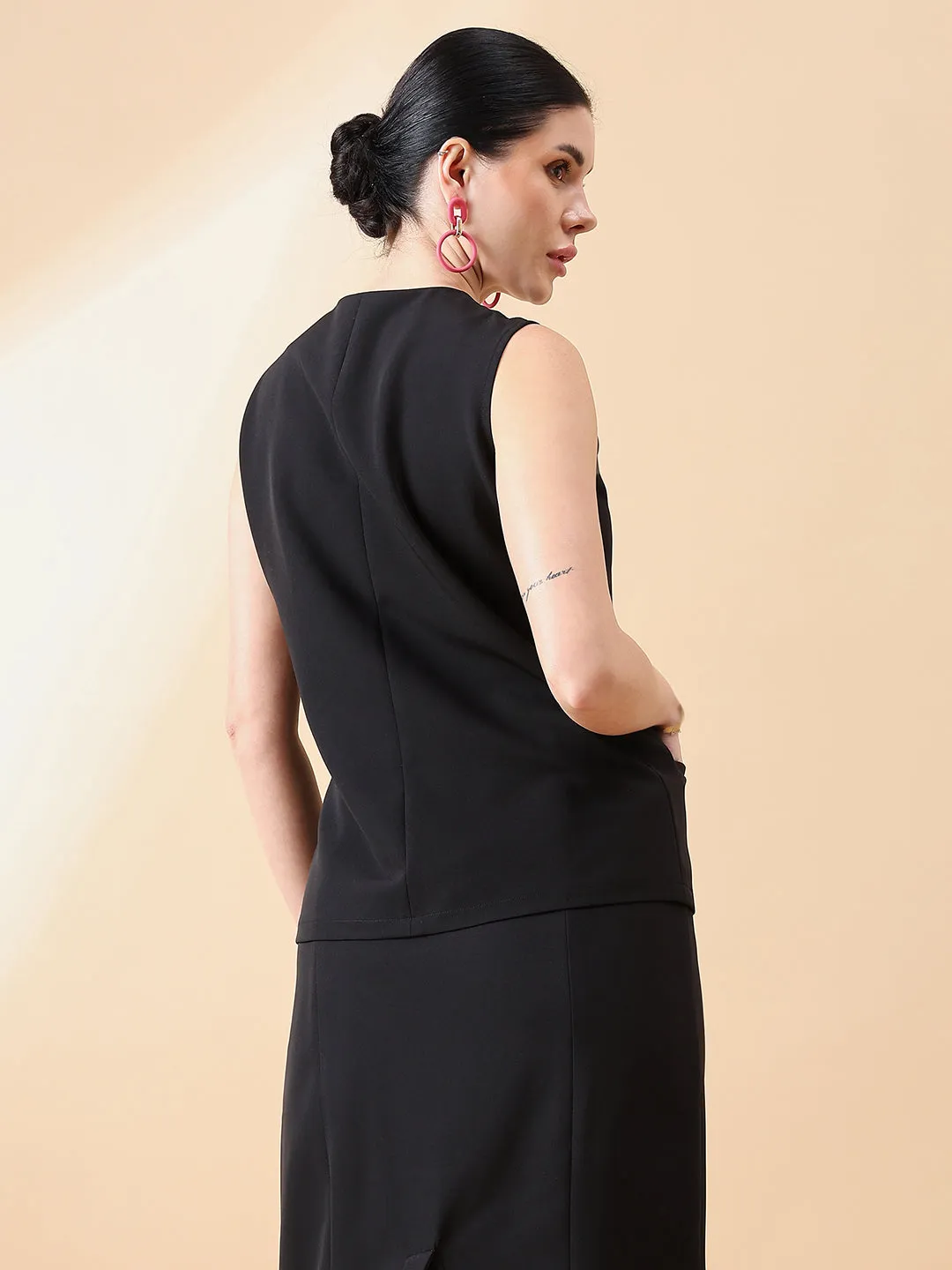 Waist Coat Top - Black