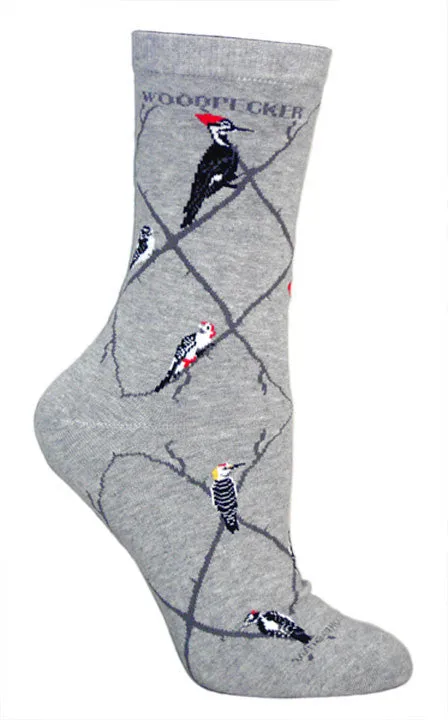 Wheel House Designs Woodpeckers on Grey Sock