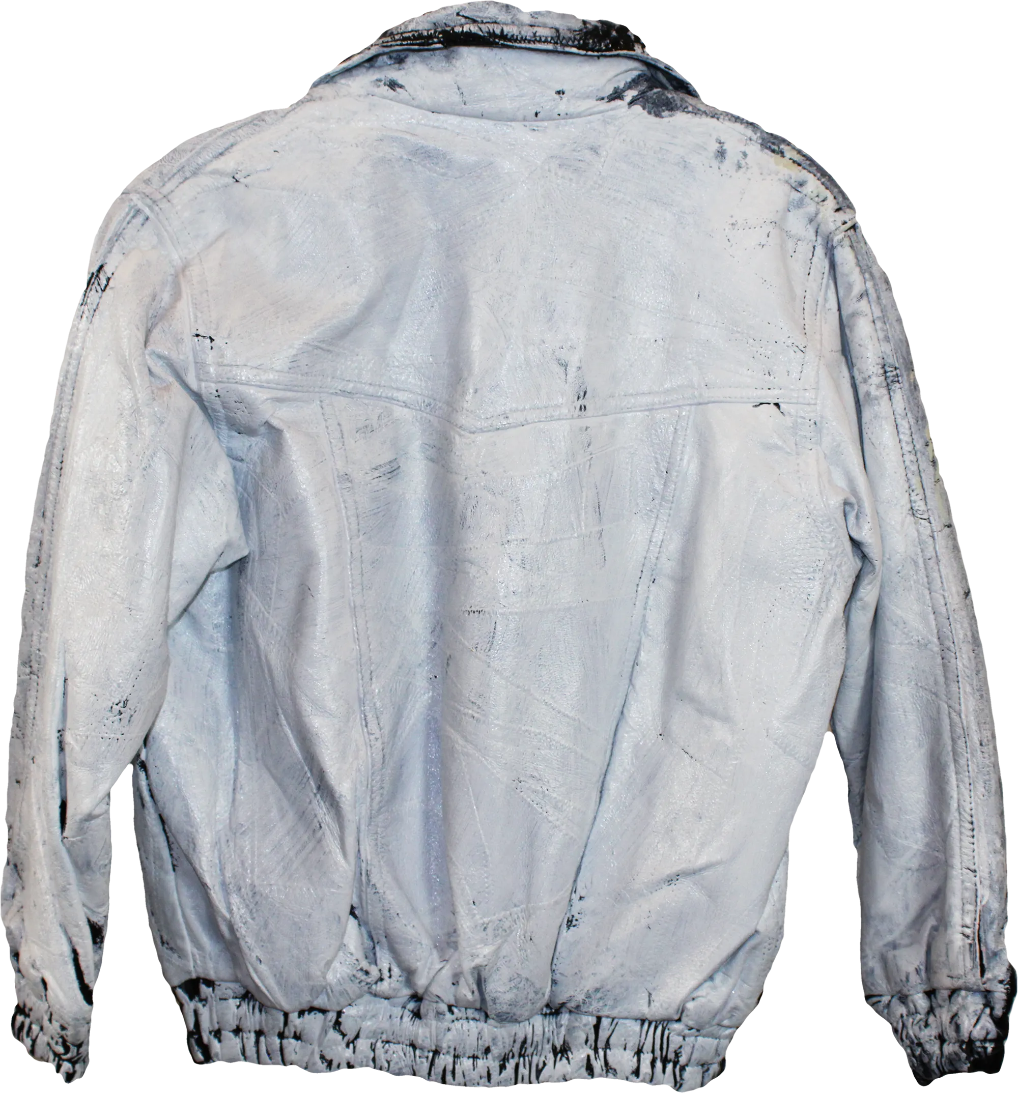 Wolfdelux White Painted Leather Jacket, Youth Large