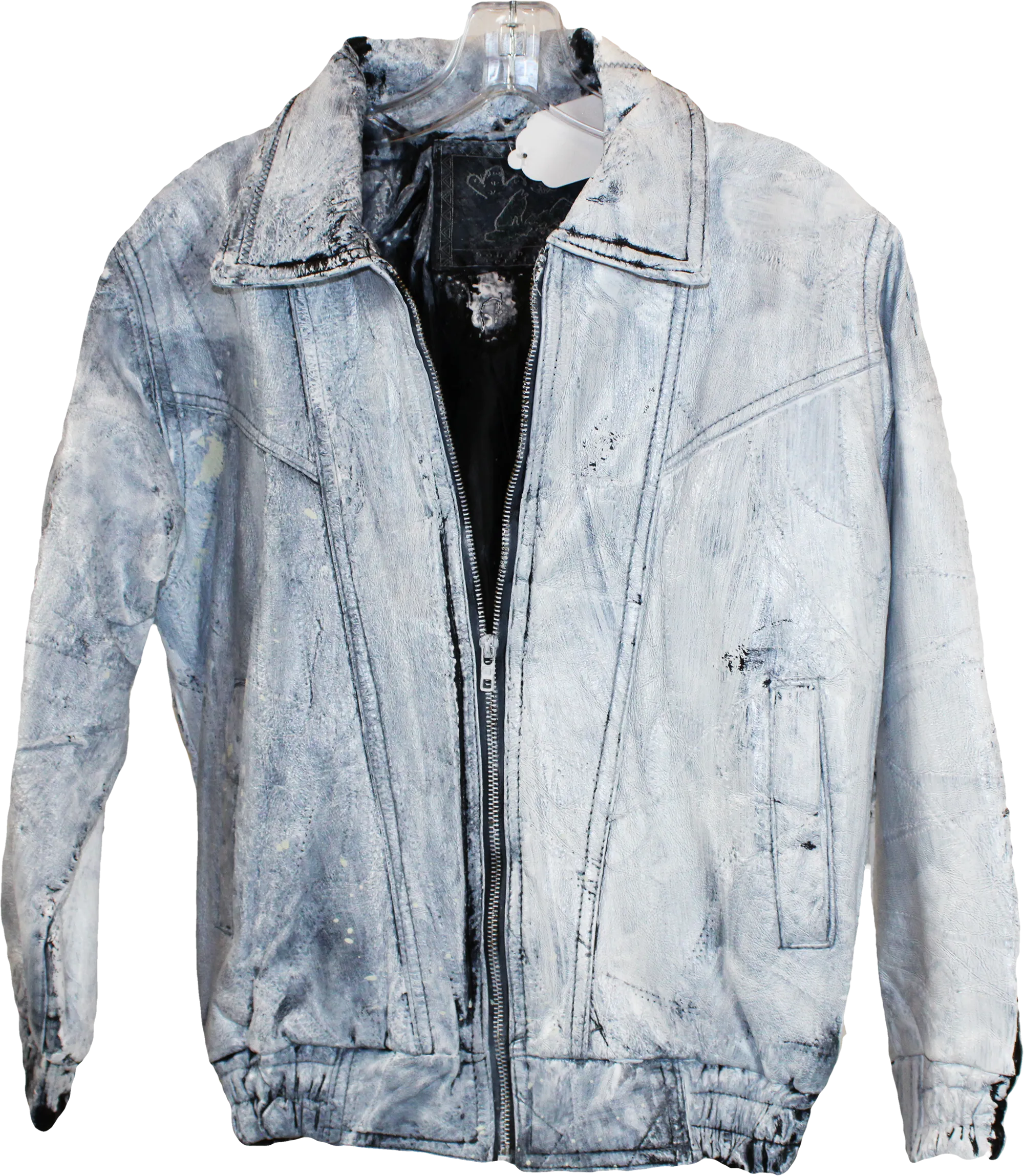 Wolfdelux White Painted Leather Jacket, Youth Large