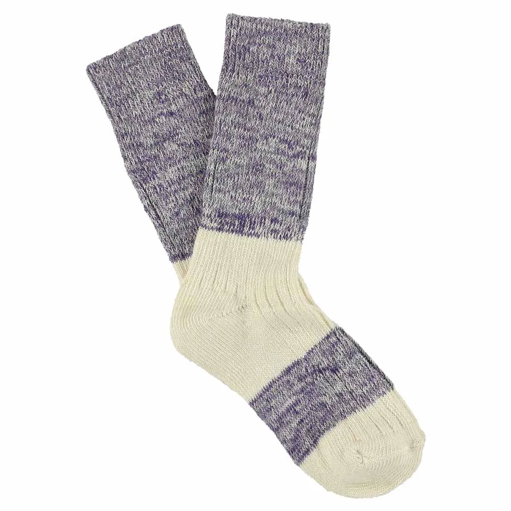 Women Melange Block Socks Purple / Ecru