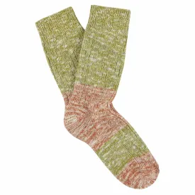 Women Melange Block Socks Yellow / Pink