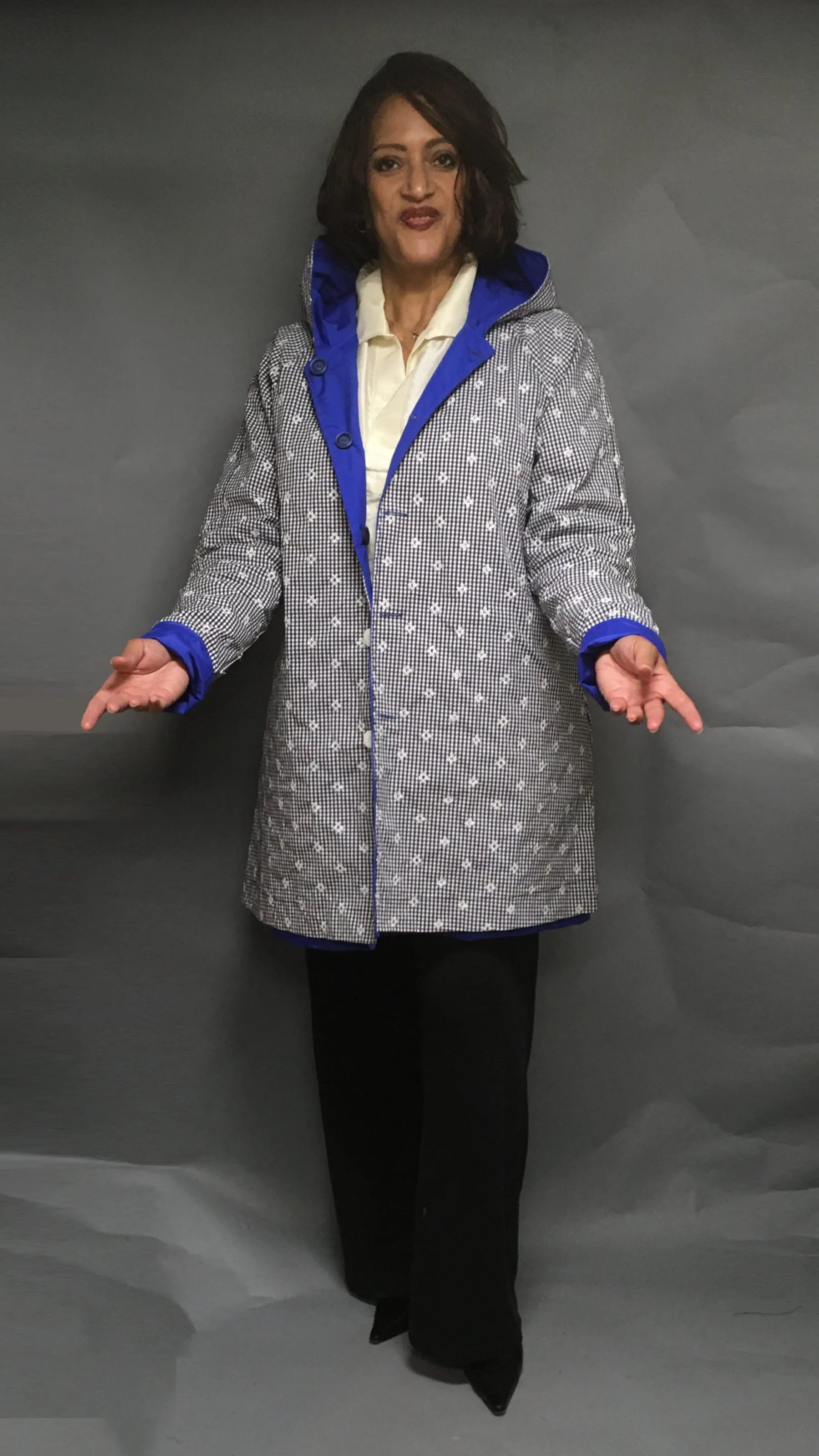 *Women's Royal Blue Outer Reversible Raincoat (RR/C 0614C)