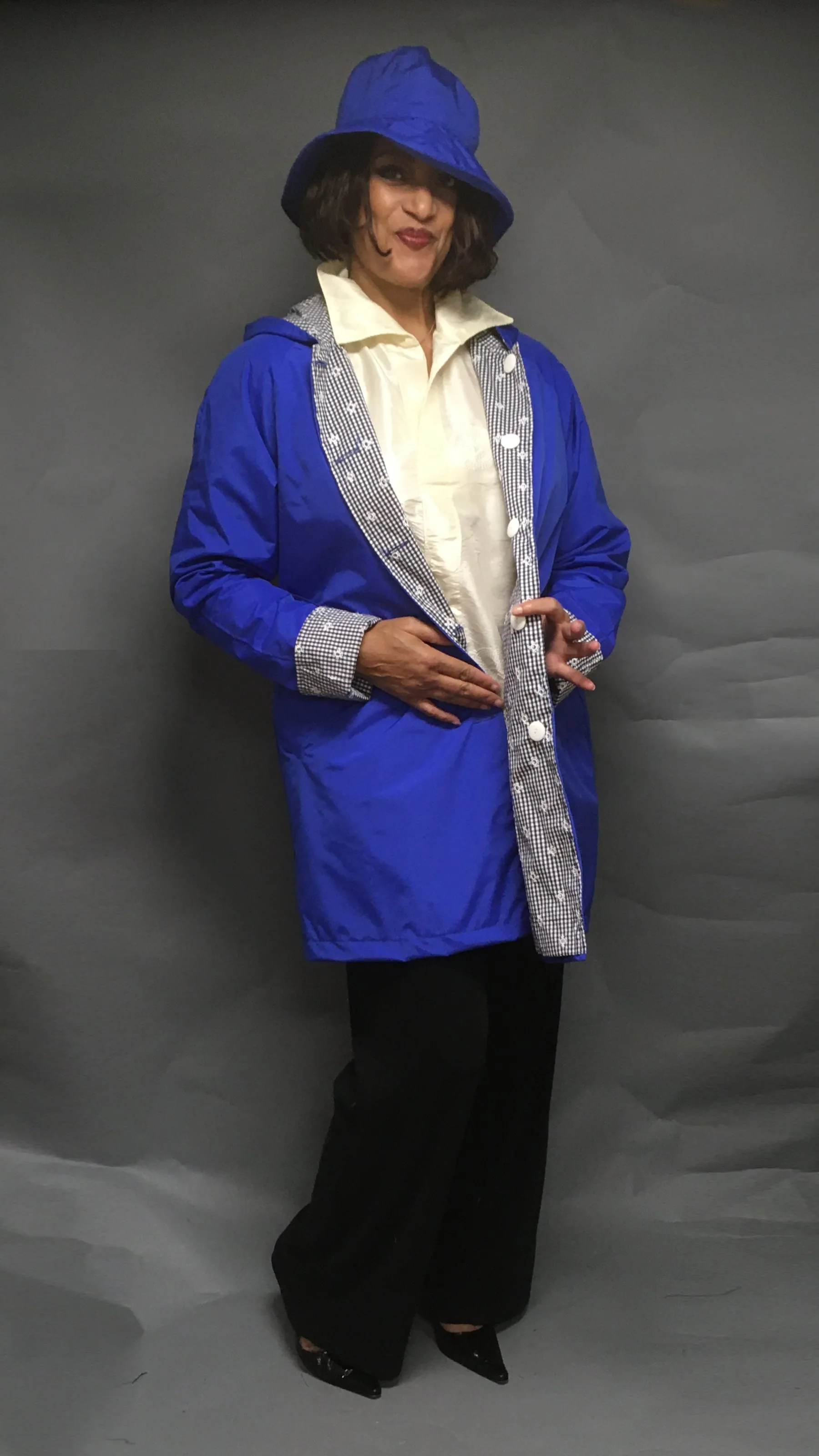 *Women's Royal Blue Outer Reversible Raincoat (RR/C 0614C)