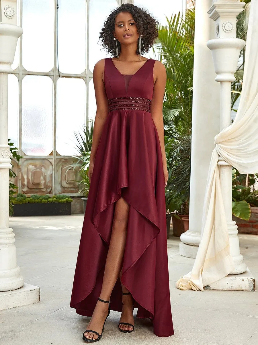 Women's V-Neck High Low Cocktail Party Dresses