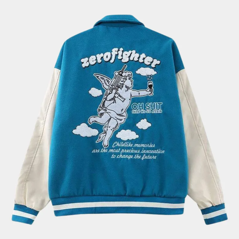 Zero Fighter | Embroided Oversized Varsity Jacket